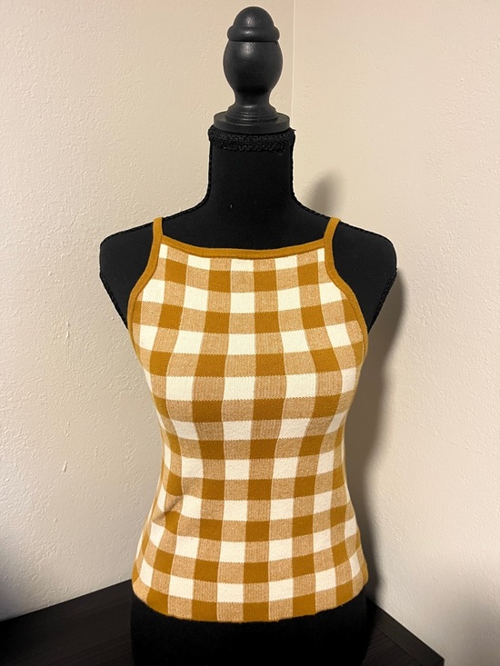 Madewell Tops - Madewell Brown and Cream Gingham Knit Cami